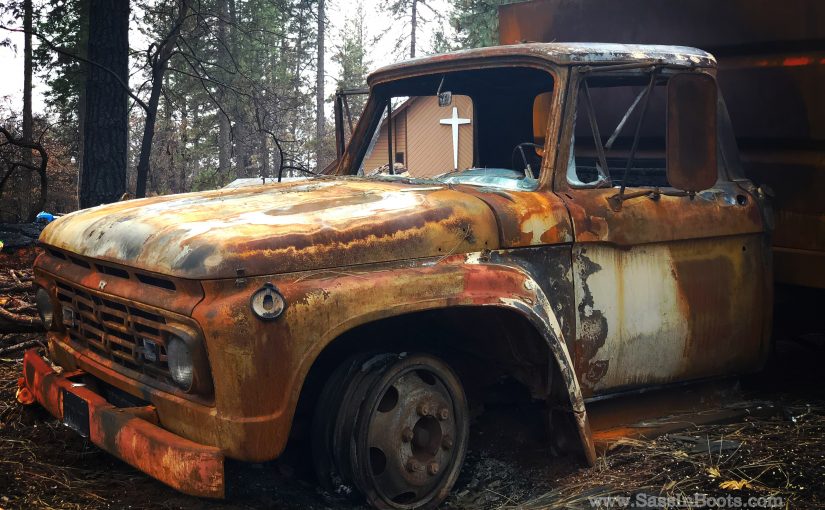 Burned Truck With Cross Paradise California